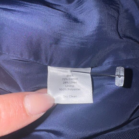 Talbots Women's Navy Jacket size 12 linen jacket - Picture 7 of 9